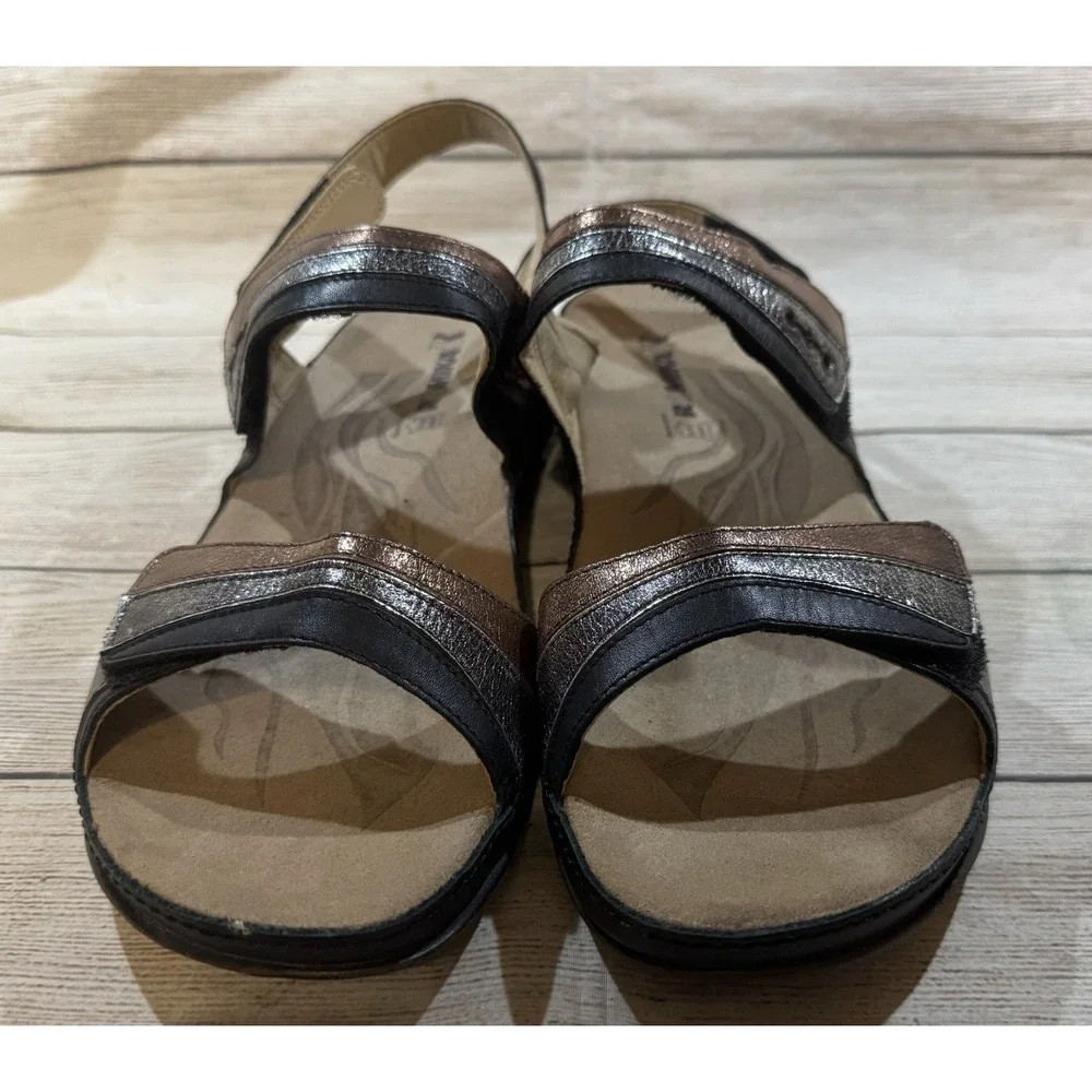 Romika Sandals Fidschi 5 Casual Open Toe Wedge Slingback Bronze Silver Sz 42
